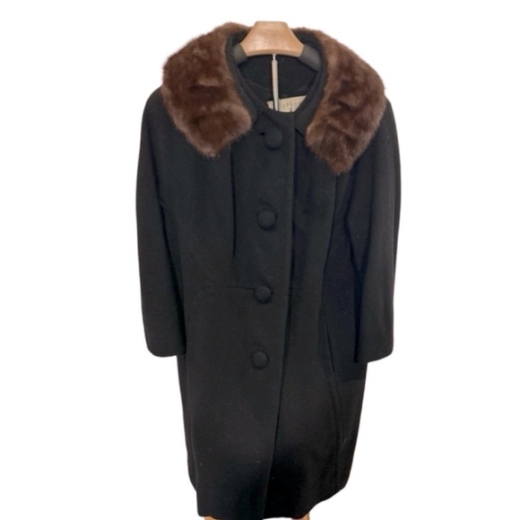 Vintage 100% Cashmere Coat with Mink Fur Collar! - Picture 1 of 4
